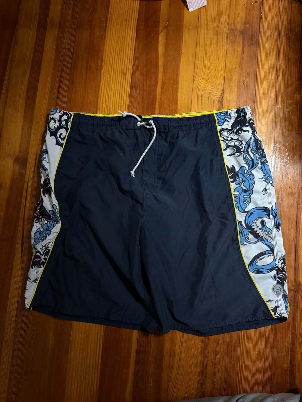 Ocean Pacific Op Men's Board Shorts with Blue and White Tribal Print Sides